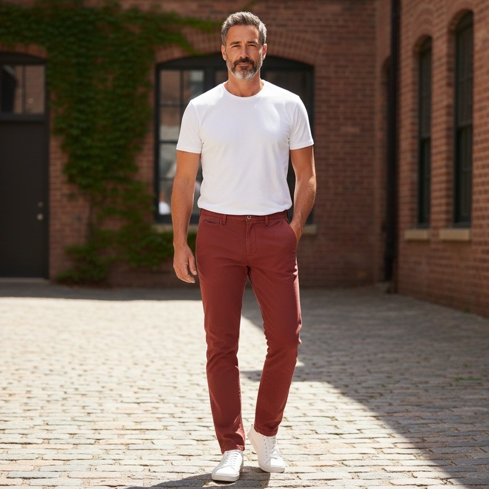 Scotch & Soda Mott Slim Fit Chinos Rust Orange Mens Stretch Cotton Twill Pants - Picture 4 of 10